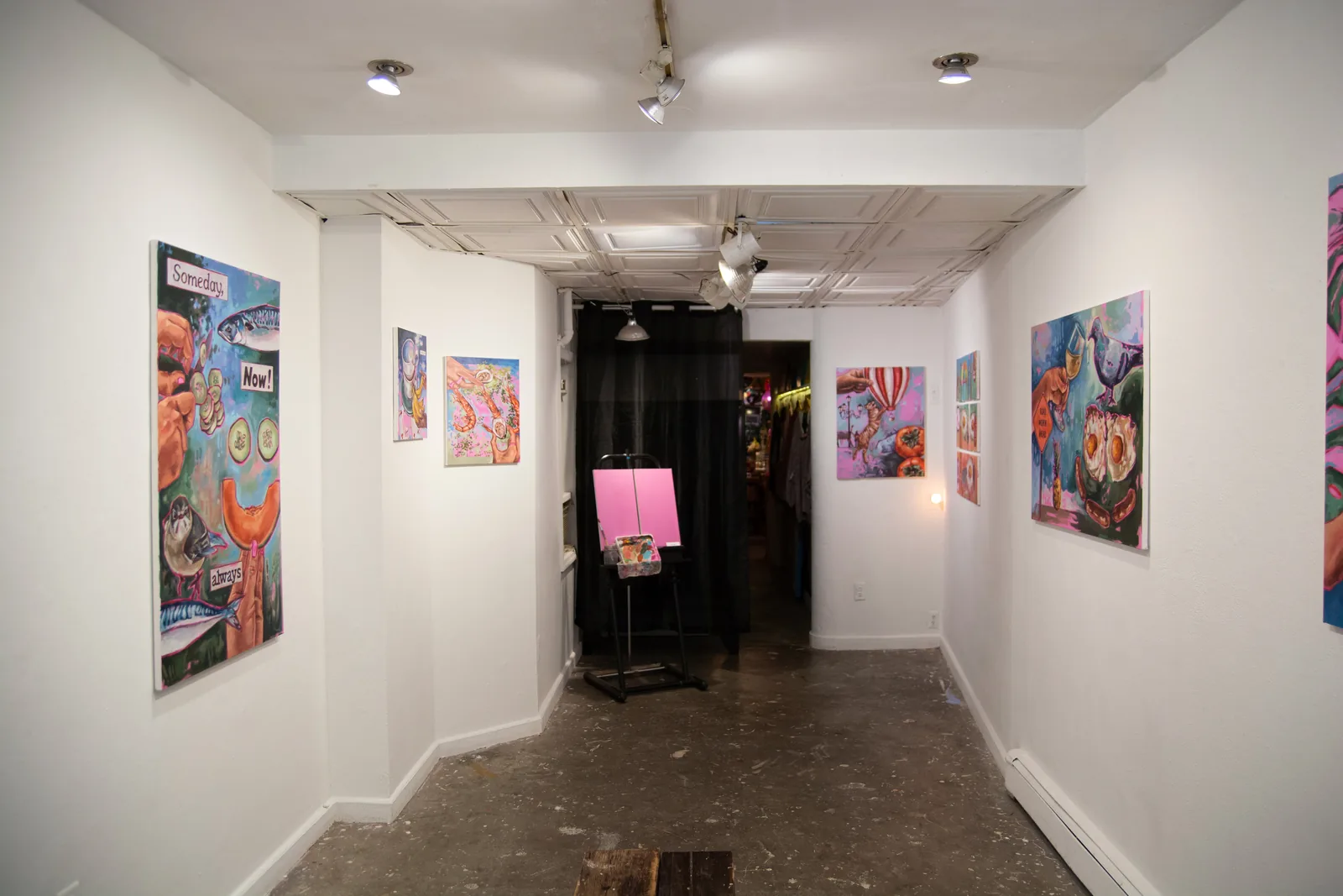Gallery room with work on the walls